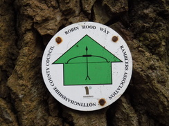 P2020DSCF4534	A Robin Hood Way waymarker near Wollaton Park.