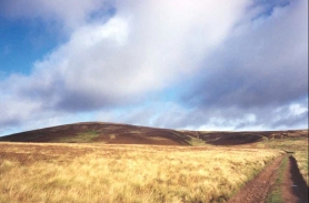 S16	Looking north at the ascent up to Lammer Law.