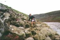 ZZ01	Tony doing a bit of scrambling whilst following the Tees between Langdon Beck and Cauldron Snout.