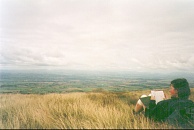 ZZ08	Hazel admiring the view on the climb up to Great Dunn Fell. In the distance past the plain is the Lake District.