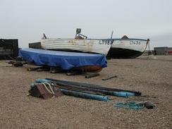 P2002B080079	Boats hauled up on the beach in Dunwich. 