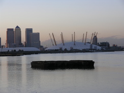 P2006B186391	A distant view of the Millennium dome and Canry Wharf.