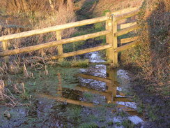 P20081302831	A flooded stile on the way to the B3347 in Moortown.