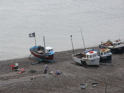 P2010B270648	Boats pulled up onto the beach in Beer.