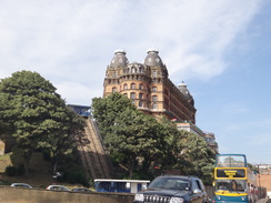 P2012DSC03425	Scarborough Grand Hotel and a cliff lift.