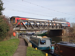 P2018DSC08406	A train crossing a bridge in Ely.